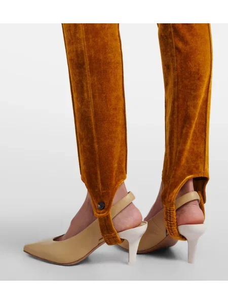 Pantaloni Chloé de catifea portocaliu