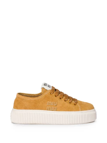 Sneakerși Miu Miu din piele de căprioară