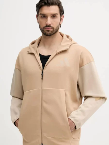 Pulover adidas x Z.N.E s kapuco bež