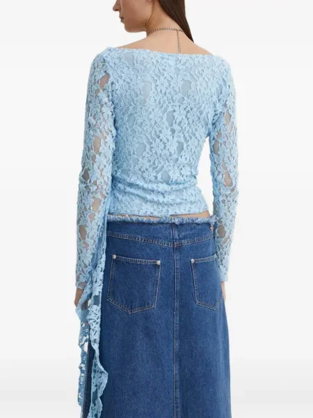 Top Résumé s čipkom plava