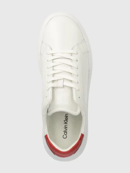 Calvin Klein bőr sportcipő LOW TOP LACE UP LTH fehér