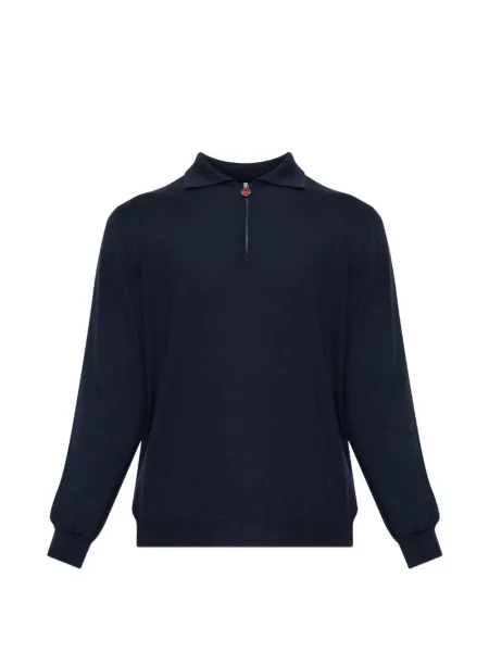 Lung tricou polo Kiton albastru