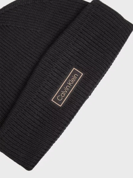 Вовняна шапка Calvin Klein чанкі чорна