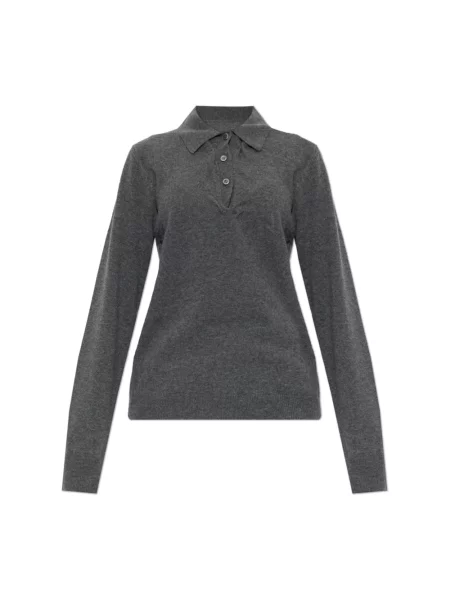 Sweter Maison Margiela wełniany z kołnierzem szary