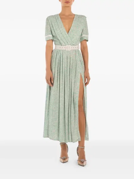 Rochie midi Post Meridiem până la genunchi de costum verde