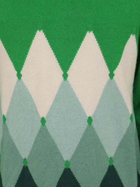 Pulover Ballantyne din cașmir cu model argyle verde