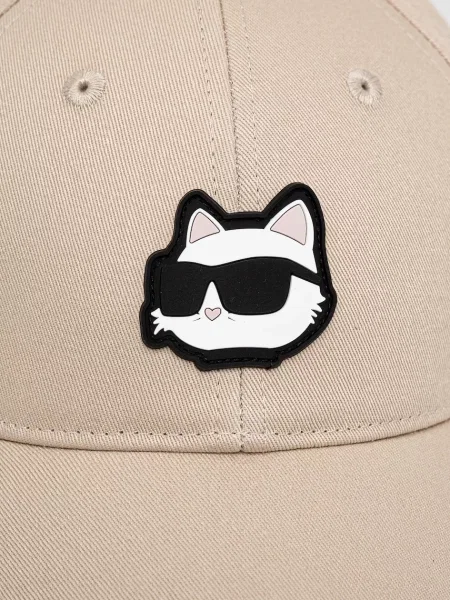 Кепка Karl Lagerfeld с аппликацией бежевая