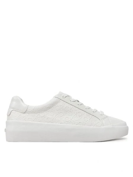Calvin Klein Sneakers cu adaos de piele alb