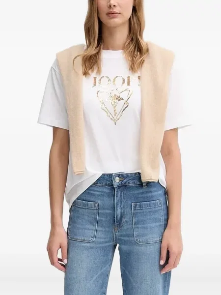 Top Joop! cu paiete alb