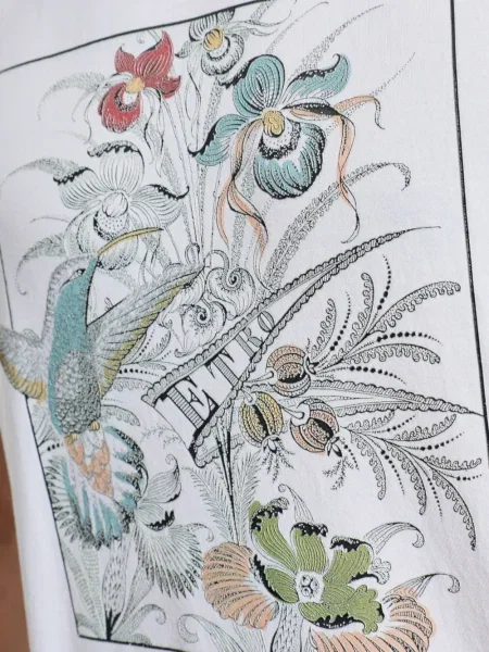 Tricou Etro cu model floral cu imagine alb