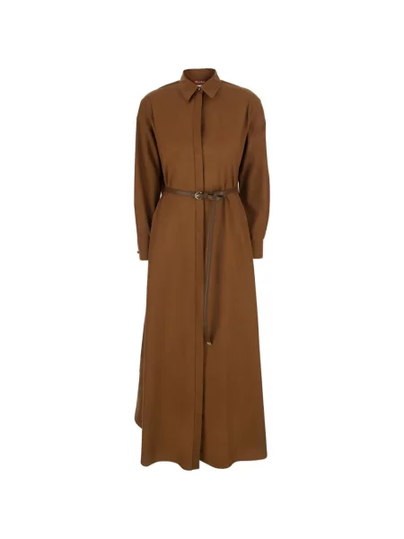 Cu centură rochie tip cămașă Max Mara maro