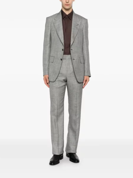 Sacou Tom Ford cu model herringbone gri
