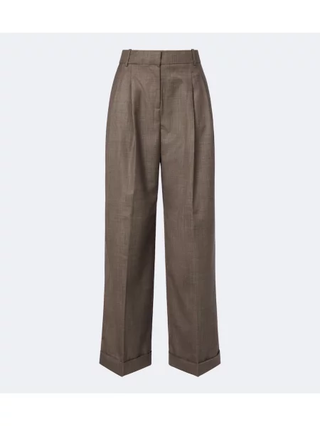 Pantaloni Ganni de lână maro