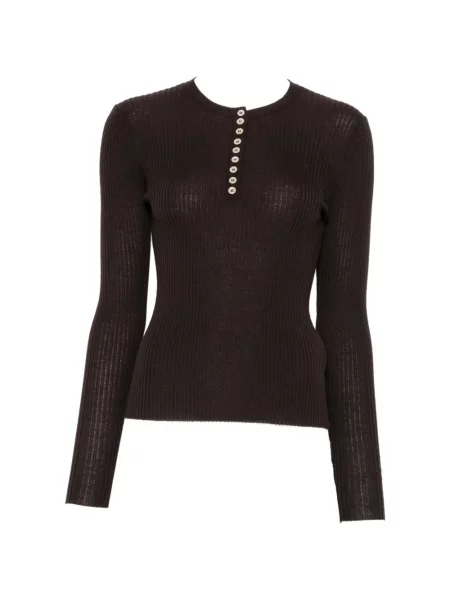 Pulover Soft Goat tricotate cu guler henley maro