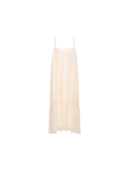 Sukienka midi Rotate Birger Christensen szyfonowa do kolan w kształcie litery A różowa