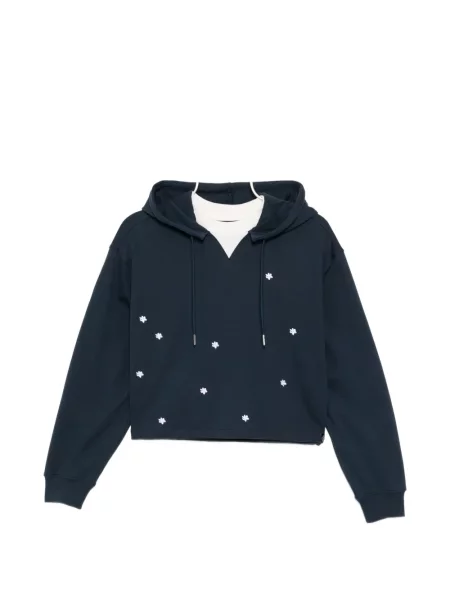 Haftowana bluza z kapturem Sport B. By Agnès B. w kwiatki niebieska