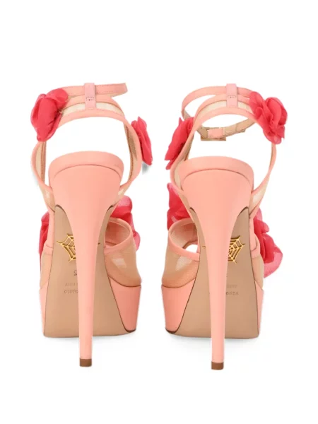 Virágos platform talpú aplikált szandál Charlotte Olympia rózsaszín