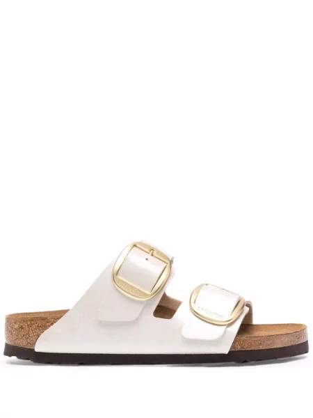 Sandale Birkenstock din piele cu cataramă alb