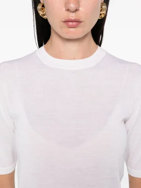 Top Max Mara de lână scurt alb