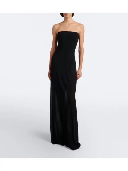 Rochie maxi Alaïa din jerseu fără bretele negru