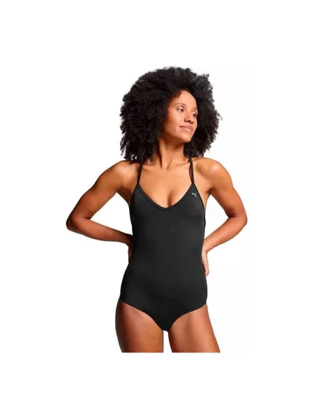 Strój kąpielowy Puma z dekoltem w serek czarny