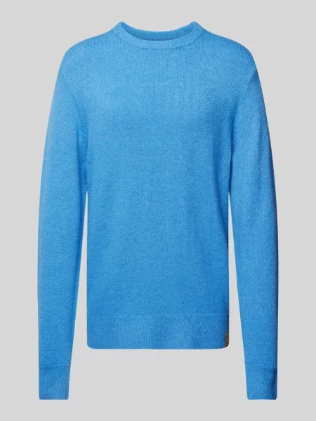 Sweter z dzianiny o kroju regular fit z okrągłym dekoltem Scotch & Soda niebieski