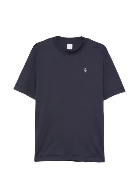 Tricou Eleventy cu broderie albastru