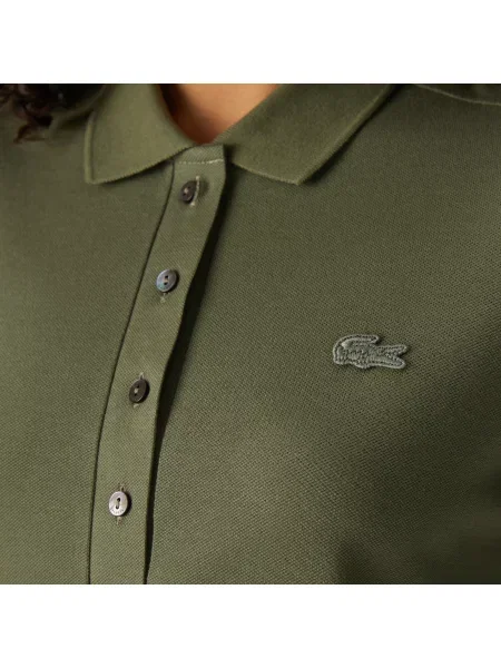 Lacoste Koszulka Polo Z Elastycznej Piki Bawełnianej Slim Fit zielony