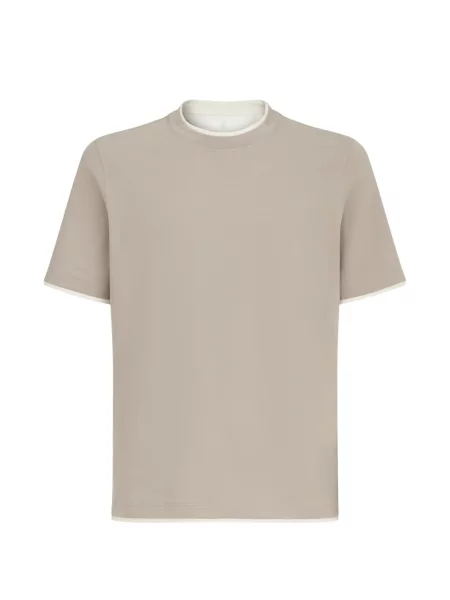 Tricou Brunello Cucinelli din jerseu cu decolteu rotund gri