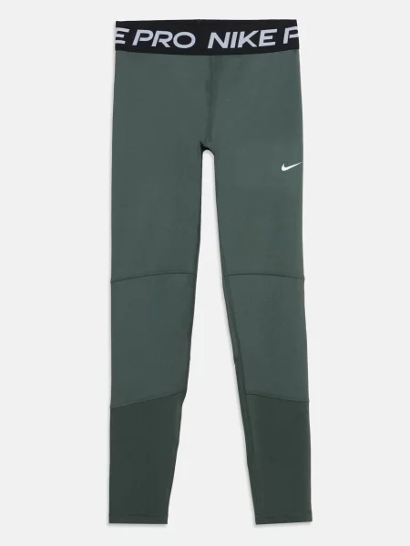 NIKE Športové nohavice Pro svetlosivá / zelená čierna