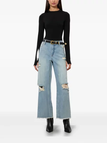Blugi Alice + Olivia zdrențuiți albastru