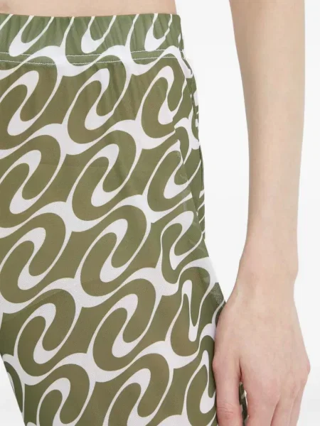 Pantaloni Résumé cu imprimeu geometric verde