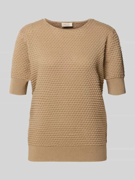 Sweter z dzianiny z rękaw o dł. model Dodo' Free/quent beżowy