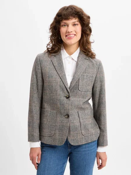 Tommy Hilfiger Marynarka z zawartością wełny Kobiety Wełna w kratkę 46 szary