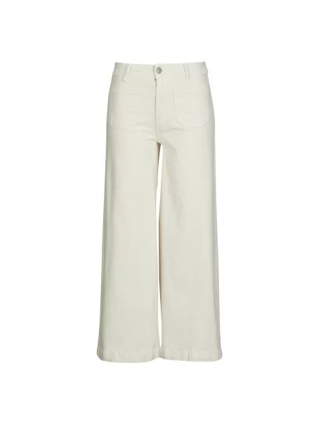 Kavbojke na zvonec Pepe Jeans z visokim pasom obrezano bela