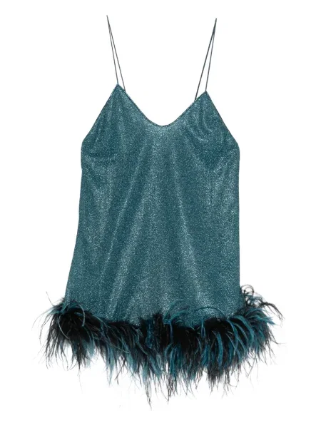 Mała sukienka mini Oséree z dekoltem w serek garniturowa niebieska