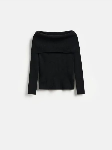 Reserved Pulover cu guler întors negru