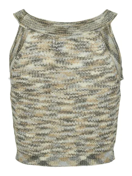 PIECES Top brodat KERA deschis / kaki / oliv bej