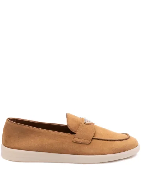 Pantofi loafer Prada din piele de căprioară maro