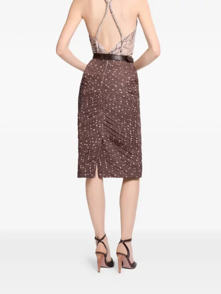 Fustă midi Elie Saab cu buline maro