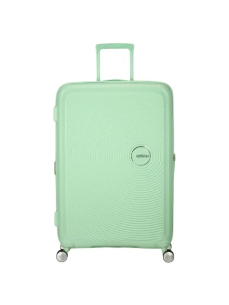 Lniana walizka American Tourister zielona