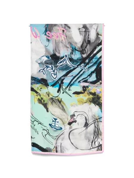Grafic fular Vivienne Westwood cu imagine albastru
