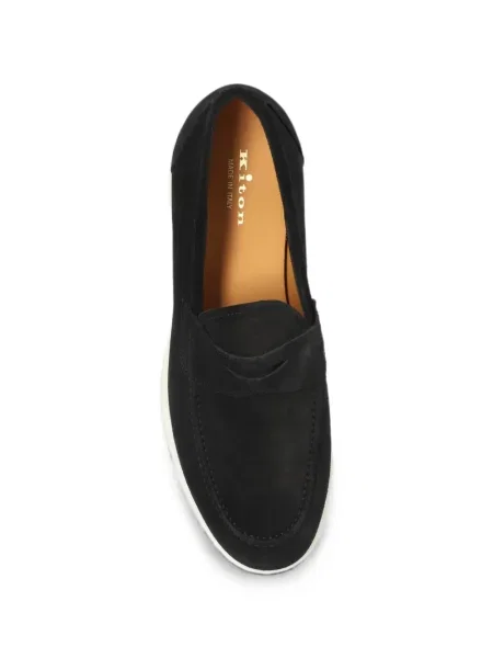 Pantofi loafer Kiton din piele de căprioară negru