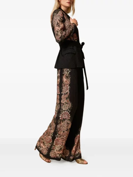 Pantaloni Twinset cu imagine cu model paisley negru