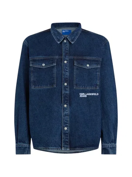 Cămașă de blugi Karl Lagerfeld Jeans cu autograf albastru