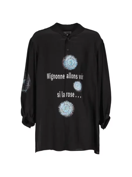 Cămașă Yohji Yamamoto de mătase cu imagine negru