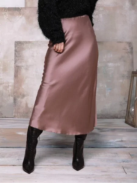 ISSA Plus Спідниця міді Шовк бежевий