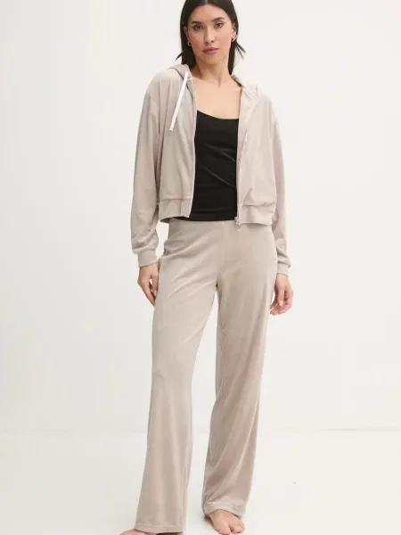 Піжамні штани Juicy Couture VICKY RIB FLARE PANT бежевий