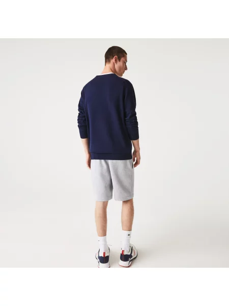 Lacoste Sweter Z Dekoltem W Serek Z Organicznej Bawełny granatowy