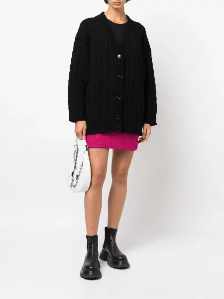Cardigan Prada tricotate cu decolteu în V negru